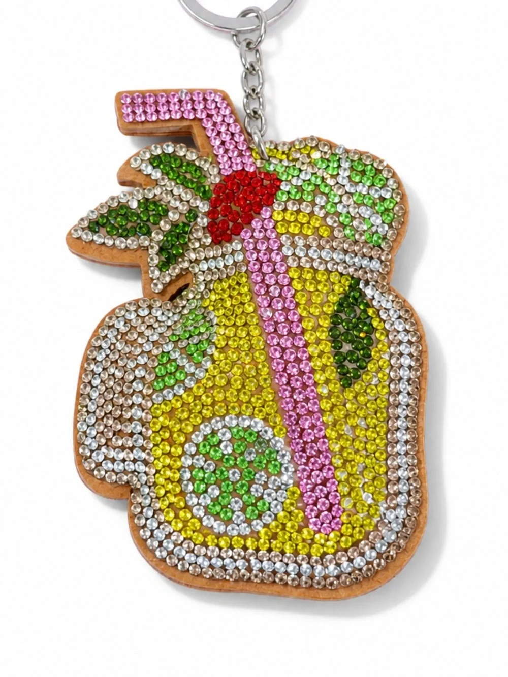 Rhinestone Mason Jar Cocktail Keyring bag backpack charm